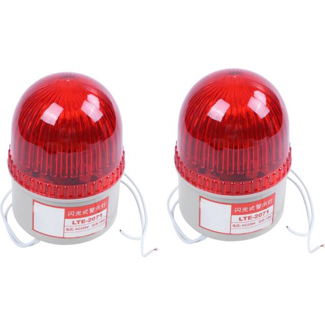 2X AC 220V 15W Red Light Industrial Signal Tower Flash Warning Lamp