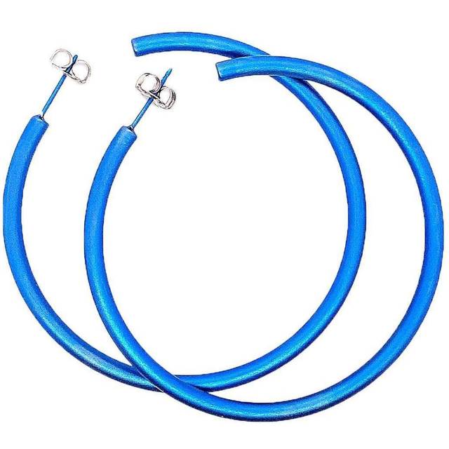 Ti2 titanium womens large round hoop earrings - dark blue