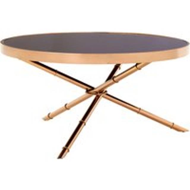 Versatile 3 Leg Coffee Table, Rose Gold Finish Table For Livingroom, Tempered Glass Top Display Table - Black - One Size