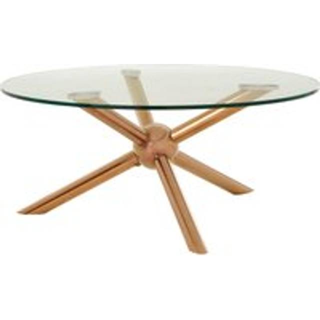 Distinctive Base Design Round Rose Gold Coffee Table, Elegant Display Table, Clear Tempered Glass Top Table - One Size