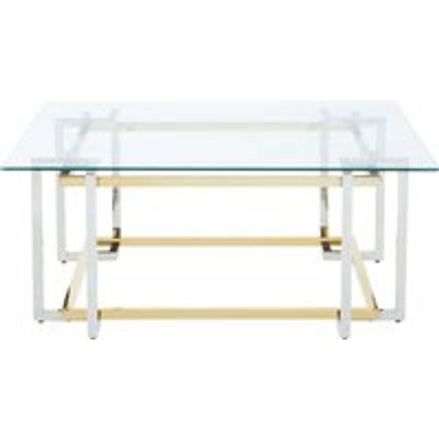 Glass Top Coffee Table, Gold and Silver Luxury Coffee Table, Modern Style Metal Coffee Table with Glass Top - One Size