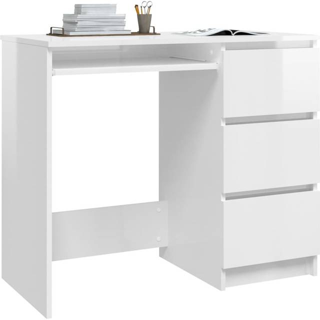 Brayden Studio Raeburn Desk High Gloss White 76cm H X 45cm W X 90cm D