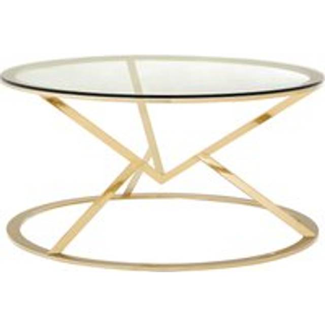 Unique Corseted Round Coffee Table, Geometric Display Table, Versatile Decorative Coffee Table - Metallic Gold - One Size