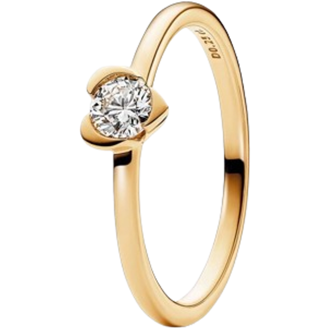 Pandora Talisman 14k Gold Lab-grown Diamond Heart Ring - 14k gold / Lab-grown diamond - Sz. 52 - Clear
