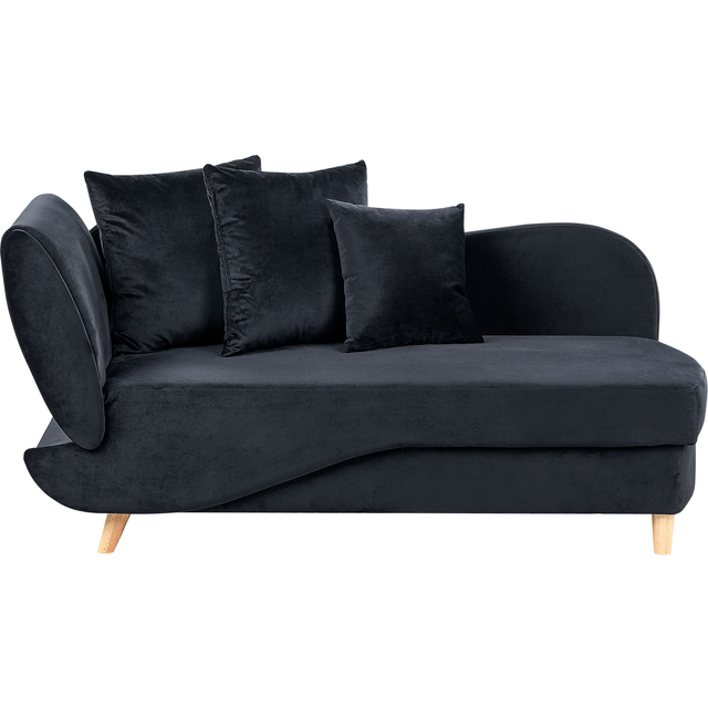 Beliani Left Hand Velvet Chaise Lounge With Storage Black Meri Ii, Black
