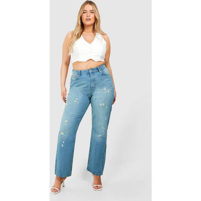 Womens Plus Straight Leg Washed Jean - Grey - 26