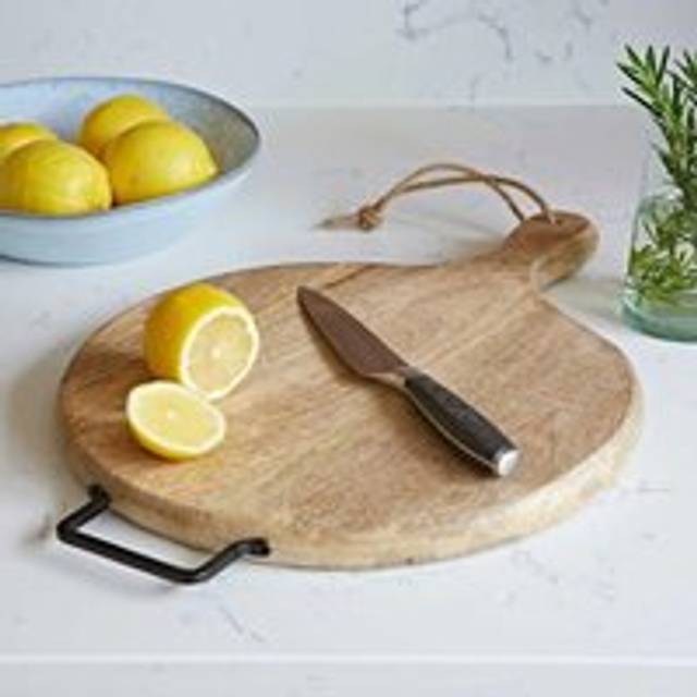 Handmade Mango Wood Round Chopping Board, Brown