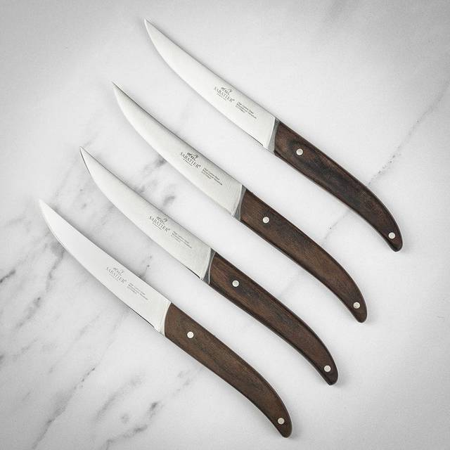 Sabatier International L'Occitan 4pc Steak Knife Set - Pakkawood Handle - can be Engraved or Personalised - Black