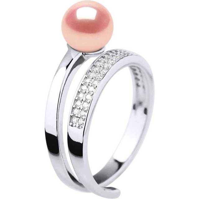 Diadema Womens Ring Rush Adjustable Freshwater Pearl Round 7-8 mm Rose Jewelry 925 - Pink Silver - One Size