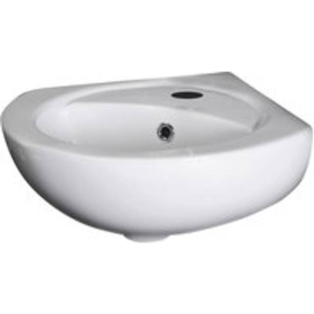 Cloakroom Wall Hung Corner 1 Tap Hole Ceramic Basin with Overflow - 450mm