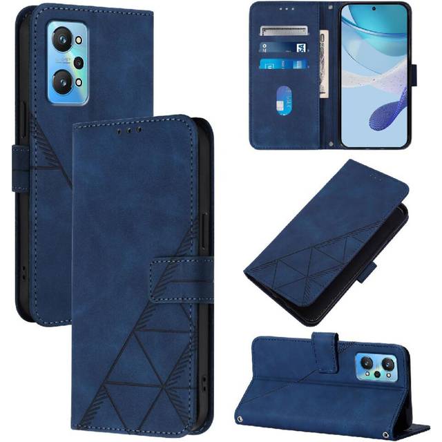(Blue) Case for Realme Gt Neo 3t Wallet Cover Pu Leather Flip Folio Book Protective Credit Card Holder