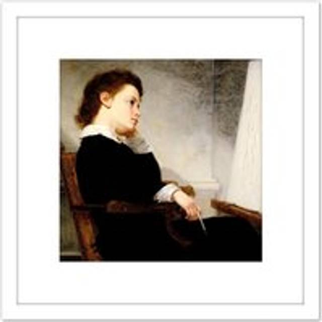 Henry Story The Young Artist 1873 Painting 8X8 Inch Square Wooden Framed Wall Art Print Picture with Mount - White - One Size