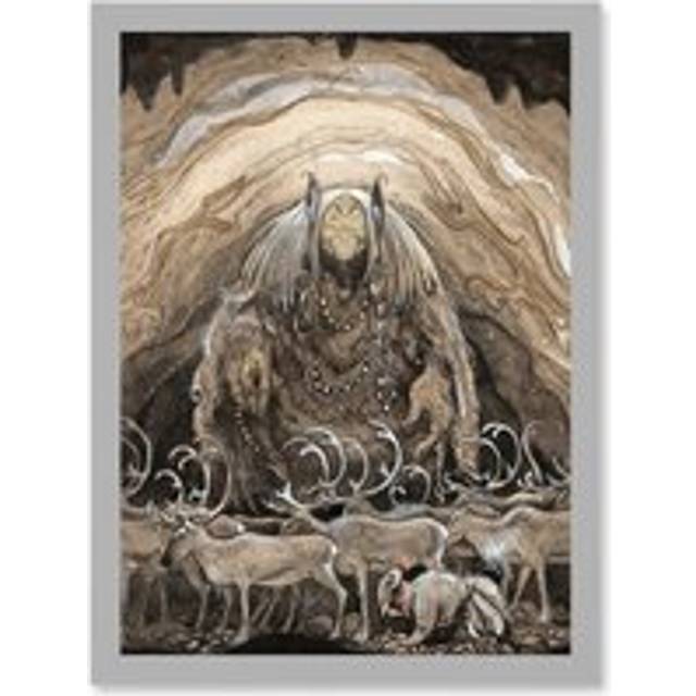 Painting Troll Cave Deer John Bauer Artwork Framed Wall Art Print A4 - Grey - One Size