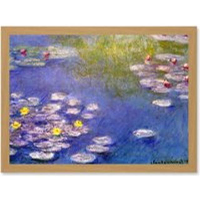 Monet Water Lilies At Giverny Old Master Painting Artwork Framed Wall Art Print A4 - Tan - One Size