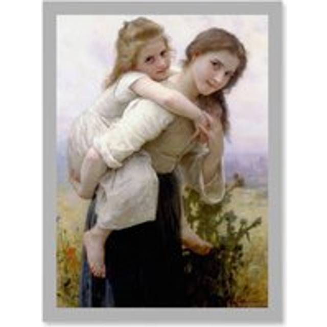 Painting Bouguereau Pleasant Burden Old Master Artwork Framed Wall Art Print A4 - Grey - One Size