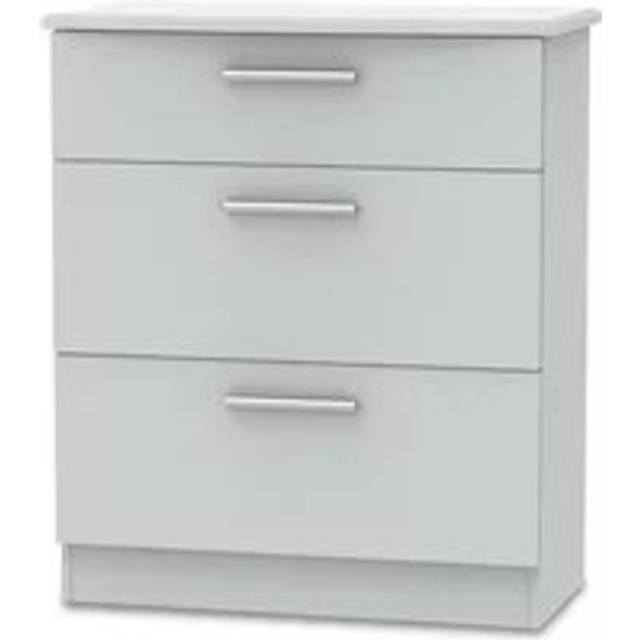 Welcome Knightsbridge Matt Grey 3 Drawer Deep Low Chest of Drawers Assembled