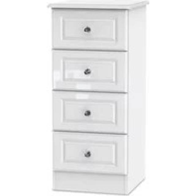 Welcome Balmoral White High Gloss 4 Drawer Narrow Chest of Drawers Assembled