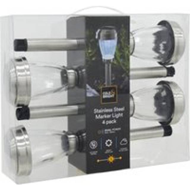 4 Pack Solar Lights Stainless Steel Dual Power LED Garden Stakes
