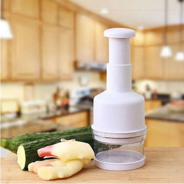 (White) Manual Onion Chopper Stainless Steel Garlic Crusher Food Cutter Meat Mincer Handheld Press for Vegetable Machine Kitchen Tools