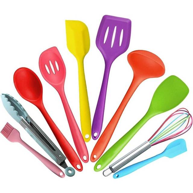 Premium Silicone Kitchen Baking Set - Spatulas, Basting Brush & Whisk- Heat Resistant Cookware Utensil (10 Piece Baking Set)