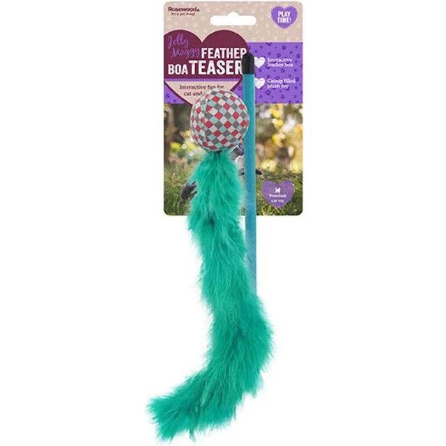 Rosewood Jolly Moggy Feather Boa Cat Toys Assorted Colours