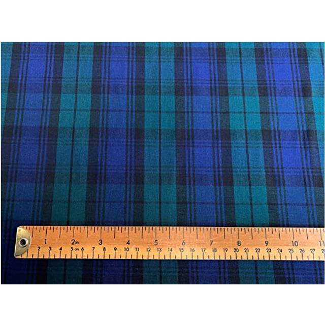 Quality Tartan Fabric - Green & Blue Tartan Print - 100% Cotton Craft Fabric Material Per Metre