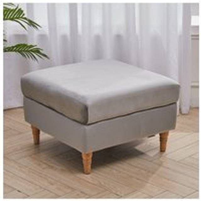 66cm Square Velvet Cowie Footstool - Grey - One Size