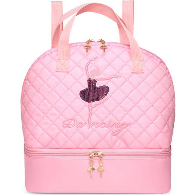 (a-pink dancer image) Girls Ballet Dance Backpack Fashion Sequined Shoes Pupil Kids Birthday Gifts Latin Dancing Handbag