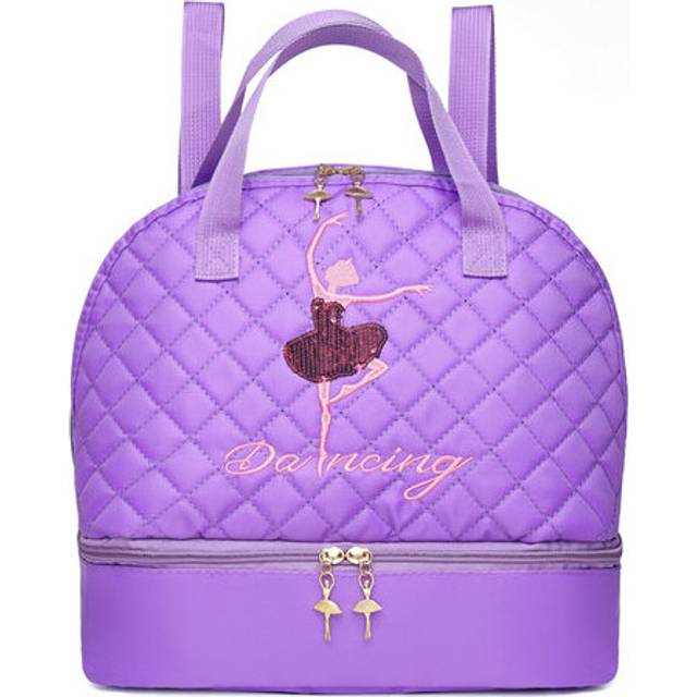 (a-purple dancer image) Girls Ballet Dance Backpack Fashion Sequined Shoes Pupil Kids Birthday Gifts Latin Dancing Handbag