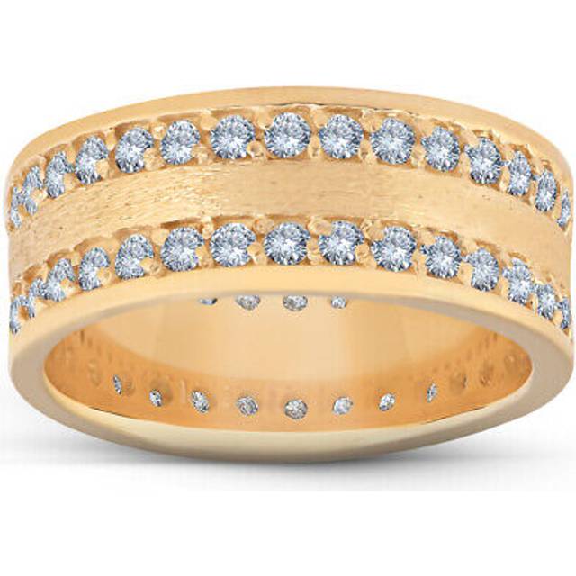 1/2ct Channel Set Diamond Brushed Wedding Eternity Ring 14k Yellow Gold