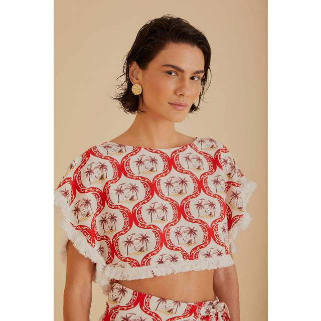 Summer Beach LENZING™ ECOVERO™ Euroflax™ Blouse, SUMMER BEACH OFF-WHITE / S