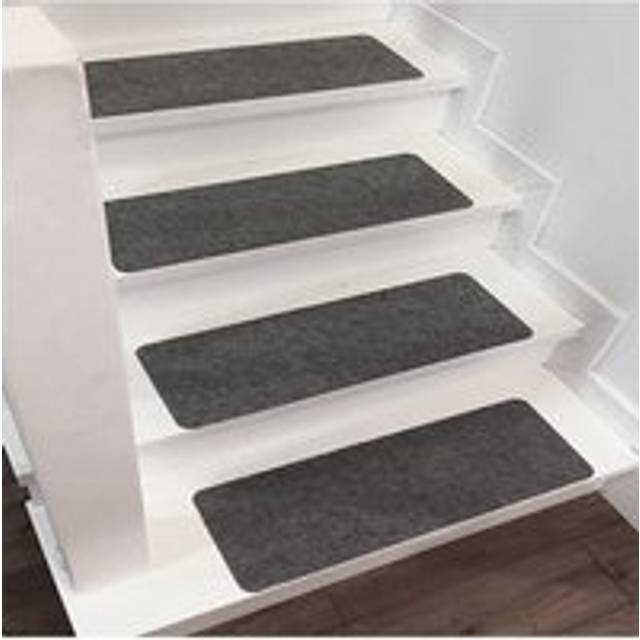 Living And Home 14Pcs Dark Grey Non-Slip Self-Adhesive Thin Stair Treads, 55Cm W X 20Cm D X 0.2Cm H - One Size
