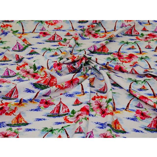 Minerva Exclusive Aloha Lagoon Viscose Challis POD Fabric Morning