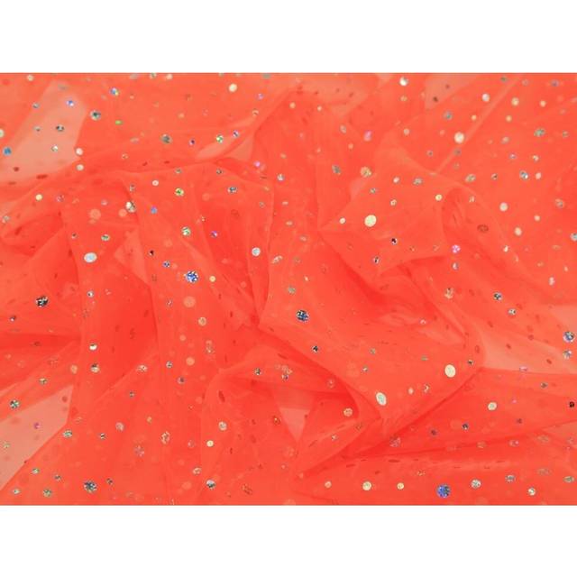 Deadstock Sequin Voile Fabric Orange