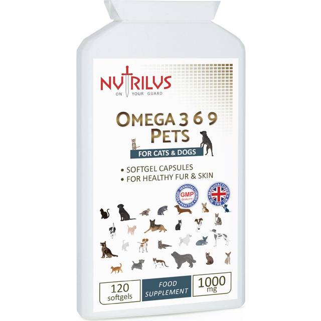 Pet omega 3 6 9 dogs and cats 120 softgel capsules 1000mg - coat - skin - heart