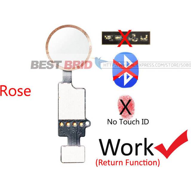 (working Rose Gold) 1pcs Home Button with Flex Cable for iPhone 7G 7 Plus 8 8 plus Home button