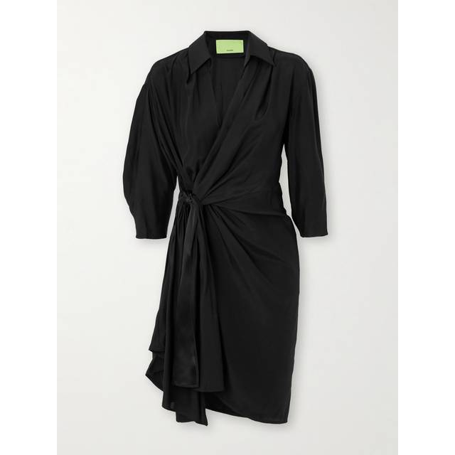 GAUGE81 - Miya Wrap-effect Silk-satin Mini Dress - Black - EU 36