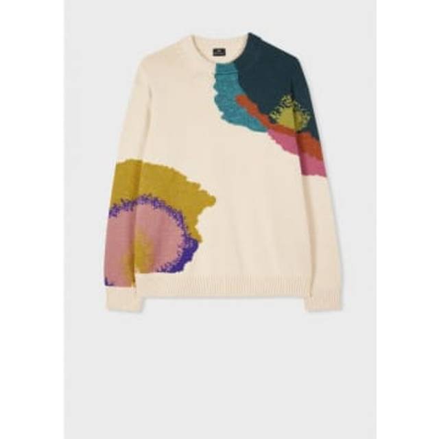 Paul Smith - Abstract Flower Crew Neck Jumper Col: 04 Ivory, Size: Xs L