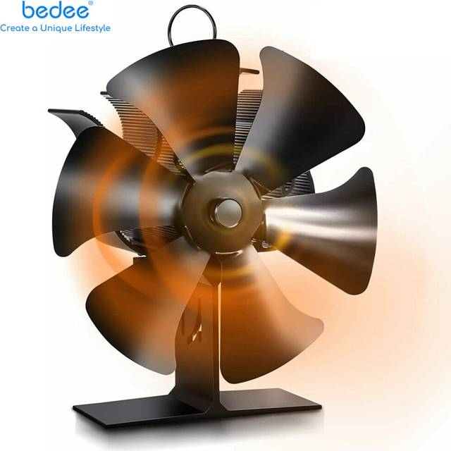 6 Blades Stove Fan, Fireplace Fan for Wood Burner Log Burning Fire