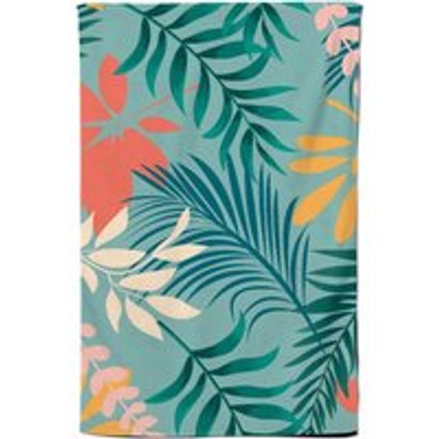 Abstract Bright Colorful Tropical Leaves Tea Towel - Blue - One Size