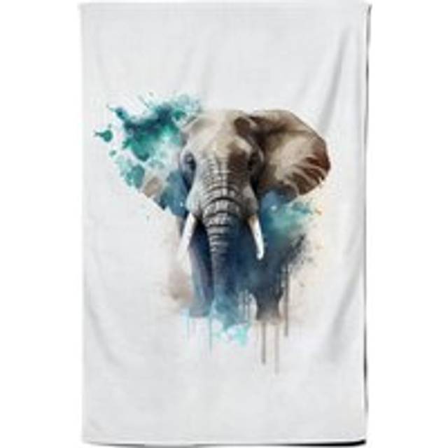Majestic Elephant Splashart Tea Towel - Grey - One Size
