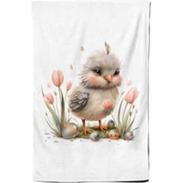 Cute Easter Chick With Tulips Tea Towel - Multi - One Size