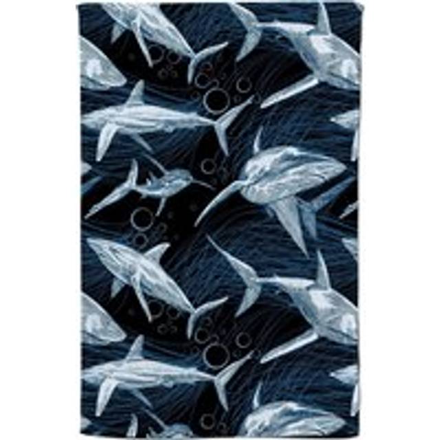 Hand Drawn Shark Pattern Tea Towel - Blue - One Size