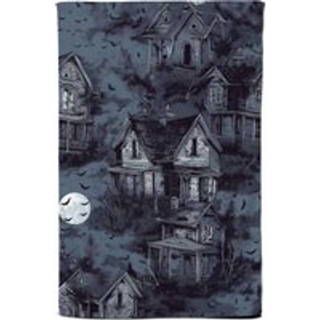 Spooky Shadowy Haunted House Tea Towel - Grey - One Size