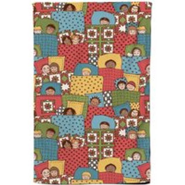 Hand Drawn Sleeping Doodle Faces Tea Towel - Red - One Size