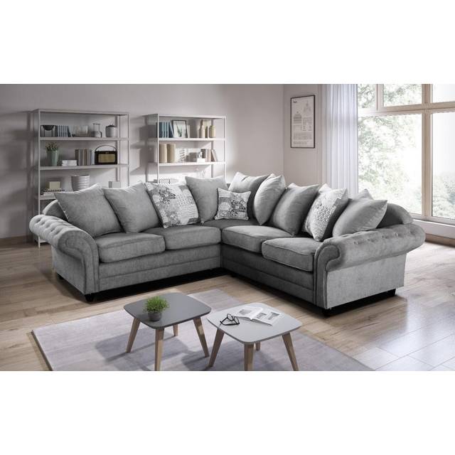 Nicole Corner Upholstered Sofa - Grey (80cm H X 217cm W X 85cm D)