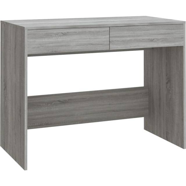 vidaXL Desk Home Bedroom Furniture Working Computer Work Study Drawer Table Office School Writing Reading Drawing Desk Grey Sonoma Engineered Wood