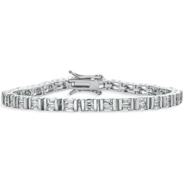 Bling Jewelry Faux-Diamond Alternating Sparkling Simulated Gemstone 20CT Square Princess Cut Cubic Zirconia AAA CZ Tennis Bracelet For Women