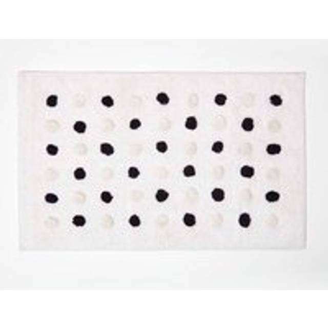 Homescapes Black and White Polka Dot 100% Cotton Non-Slip Bath Mat, 50 x 80 cm, Machine Washable, Super Absorbent, Luxuriously Soft and Tufted