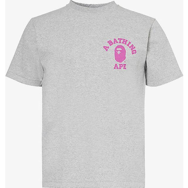 A Bathing Ape Mens Gray College Cotton-jersey T-shirt M - GRAY